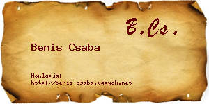 Benis Csaba névjegykártya