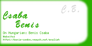 csaba benis business card